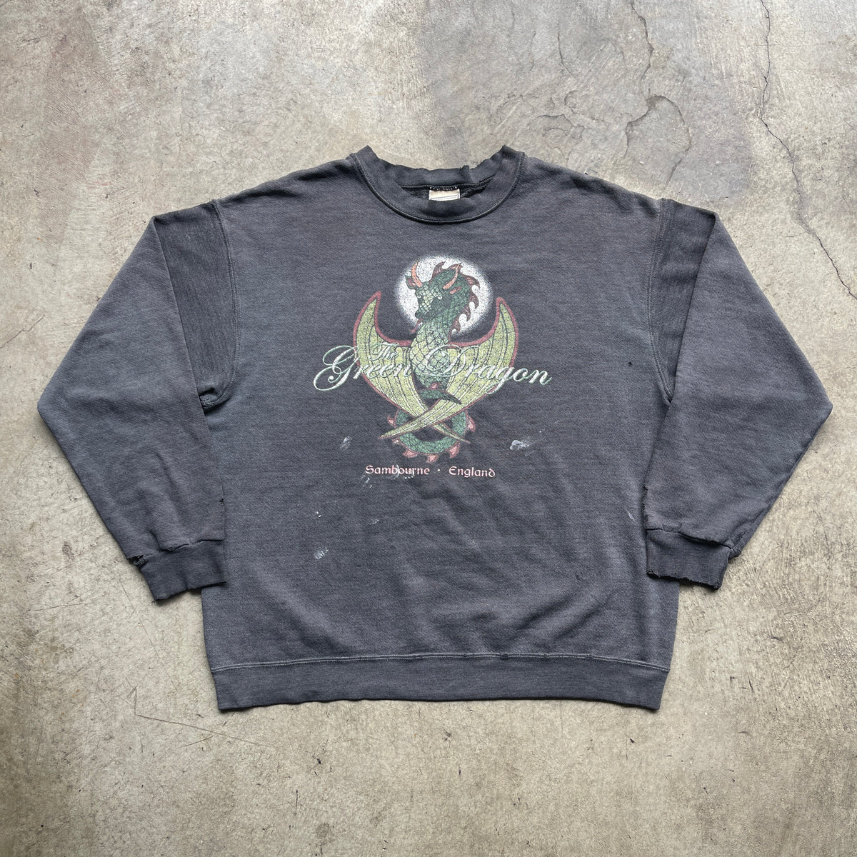 1990s Green Dragon Faded Sweatshirt