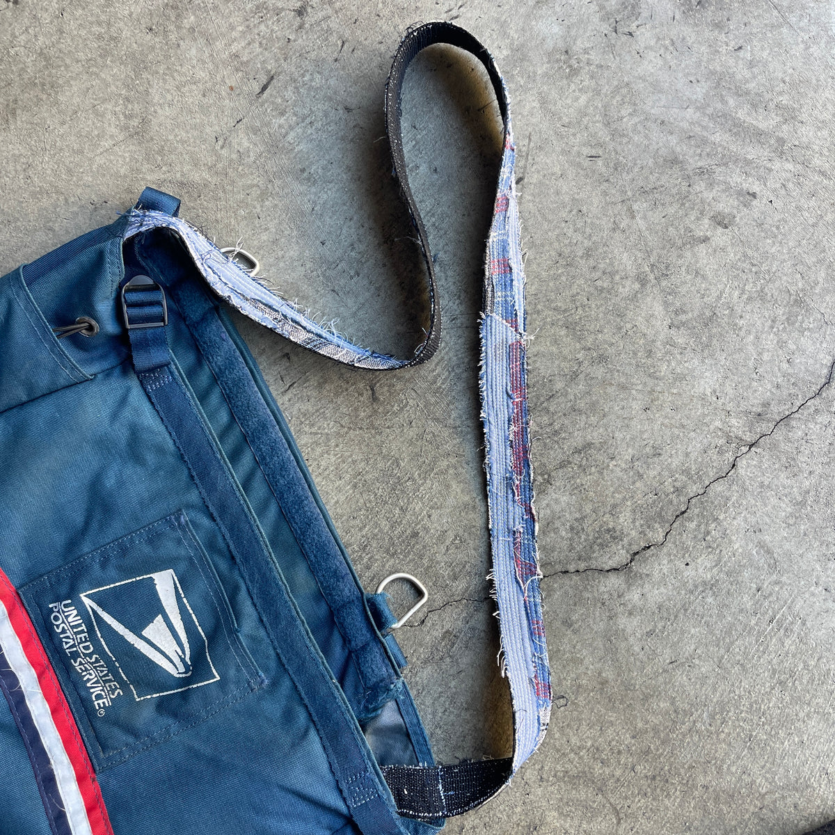1990s USPS Mailbag w/ Custom Sashiko Strap Dark Blue