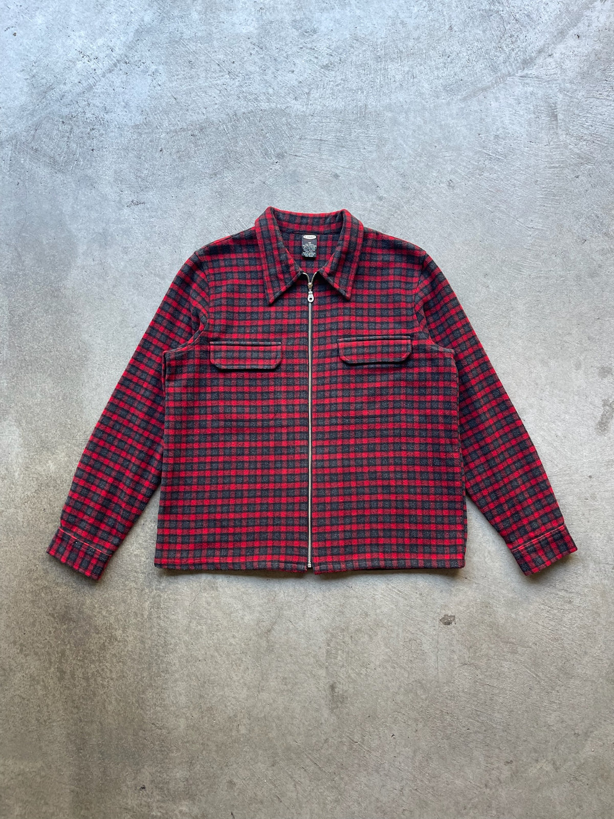 1990s Old Navy Mini Buffalo Plaid Full Zip Flannel