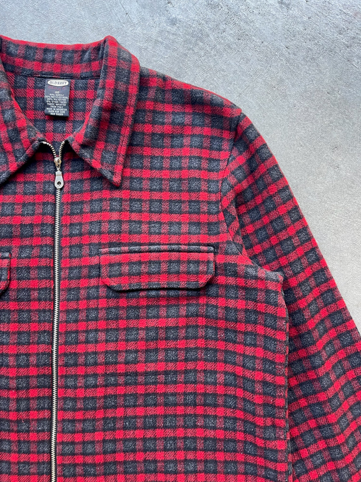 1990s Old Navy Mini Buffalo Plaid Full Zip Flannel