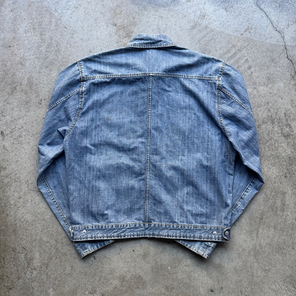2000s Moto Denim Zip Up Jacket Light Wash
